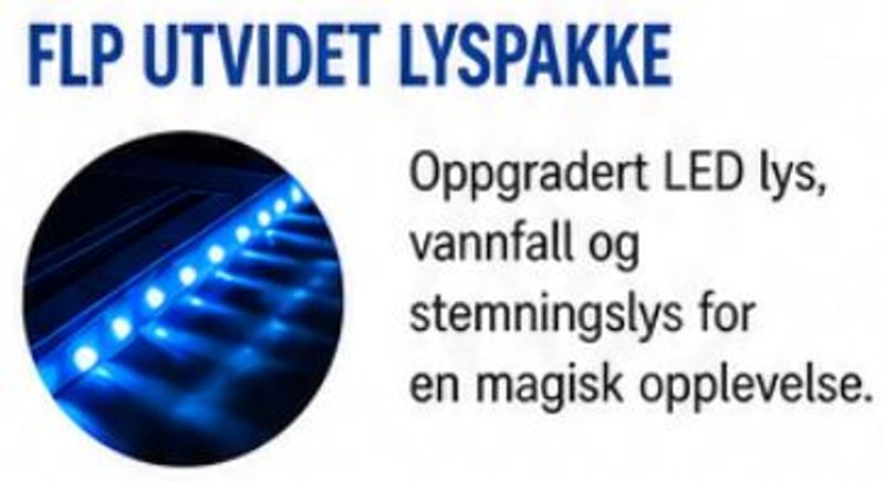 Underholdningspakk, utvidet LED lys, vannfall